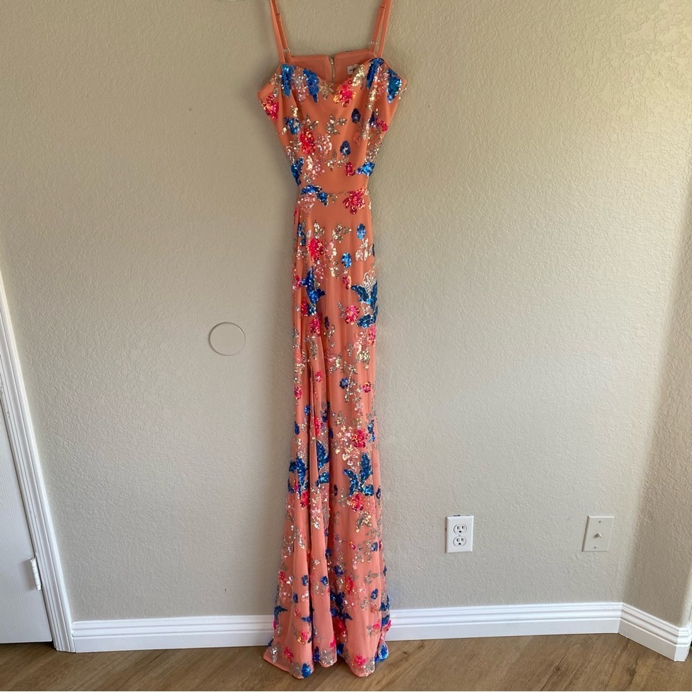 Dress The Population Maxi Sequins Floral Dress Nwot